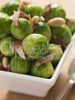 Brussel Sprouts with Fried Bacon and Almonds