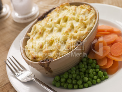 Individual Cottage Pie with Peas and Carrots