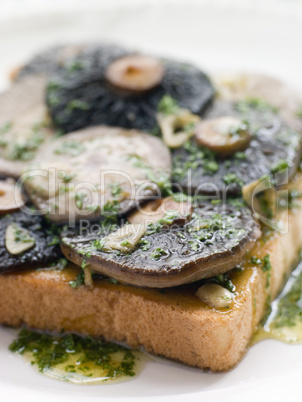 Garlic Field Mushrooms on Toast with Parsley Butter
