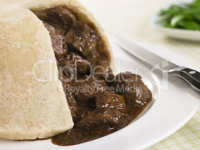 Steamed Steak and Kidney Pudding with Green Beans.English Food,F