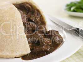 Steamed Steak and Kidney Pudding with Green Beans.English Food,F