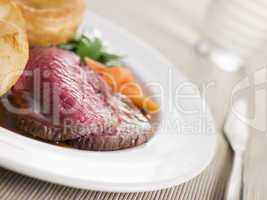 Roast Topside of British Beef with Yorkshire Pudding and Vegetab
