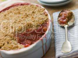 Dish of Rhubarb and Blood Orange Crumble