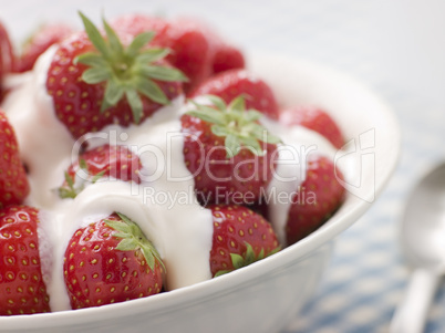 Bowl of Strawberries and Cream