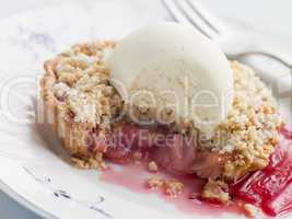 Rhubarb Crumble Tart with Vanilla Ice Cream