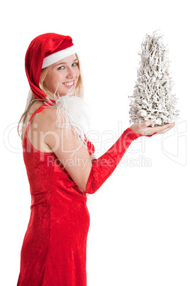 Christmas girl with christmas tree