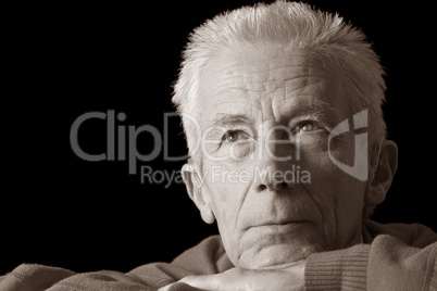 Serious older man in sepia