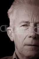 Senior man in sepia portrait