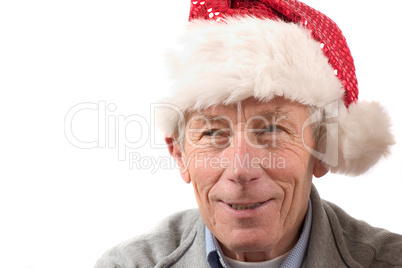 Smiling older man with santa hat