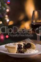 Mince Pie with Brandy cream and a Glass of Sherry