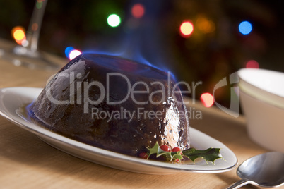 Christmas Pudding with a Brandy Flambe
