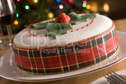 Decorated Christmas Fruit Cake