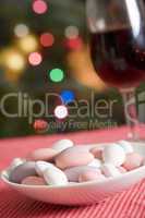 Dish of Sugared Almonds with Red Wine