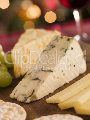 Cheese Board Crackers and Grapes