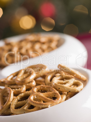 Bowl of Salted Pretzels