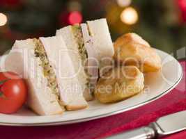 Roast Turkey Stuffing and Mayonnaise Sandwich with Cold Roast Po