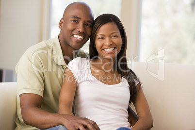 Couple in living room smiling