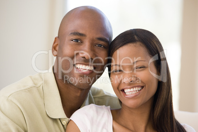 Couple in living room smiling