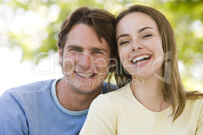 Couple outdoors smiling