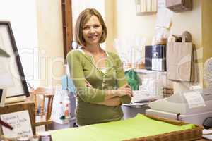Woman in store smiling