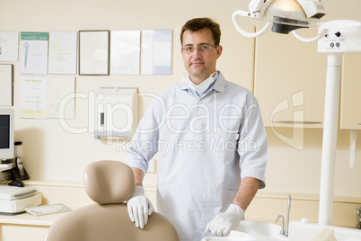 Dentist in exam room