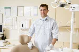 Dentist in exam room