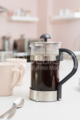 Coffee pot on kitchen counter