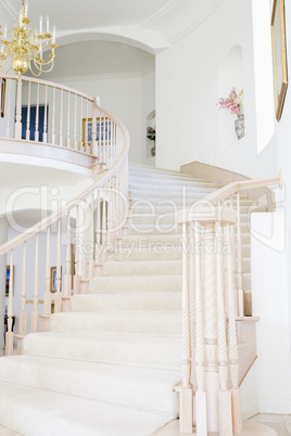 Empty staircase in luxurious home