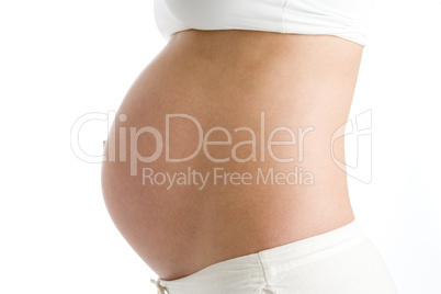 Pregnant woman's exposed belly