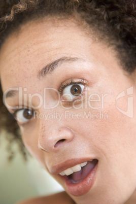 Head shot of surprised woman