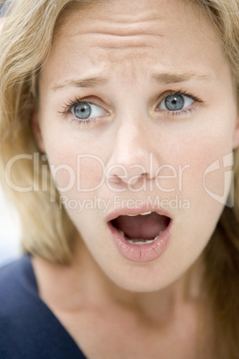 Head shot of surprised woman