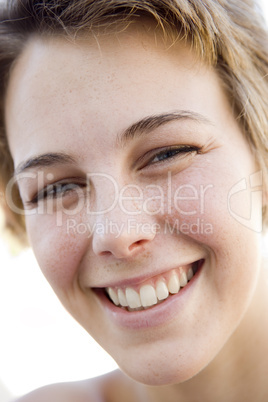 Head shot of woman smiling