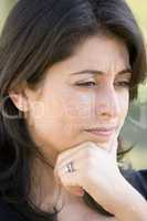 Head shot of worried woman