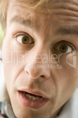 Head shot of surprised man