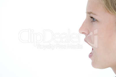 Teenage girl standing with mouth open