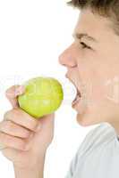 Boy eating apple