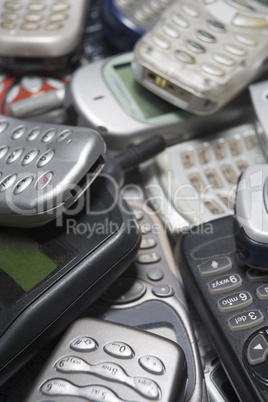 Pile Of Used Mobile Phones