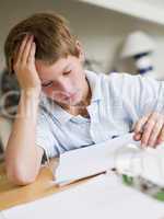 Young Boy Doing Homework In His Room