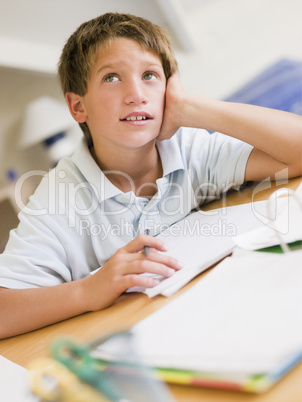 Young Boy Doing Homework In His Room