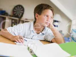 Young Boy Doing Homework In His Room