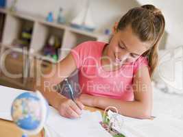 Young Girl Doing Her Homework