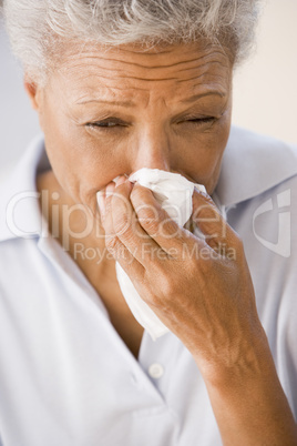 Woman Blowing Her Nose