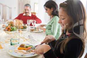 Family All Together At Christmas Dinner