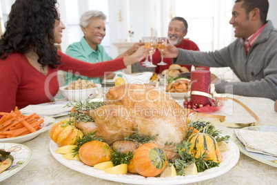 Family All Together At Christmas Dinner