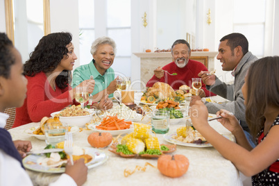 Family All Together At Christmas Dinner