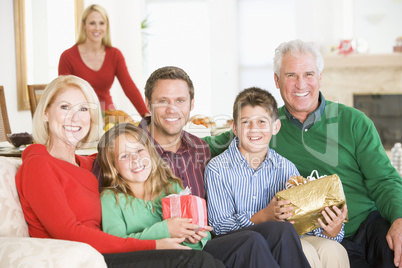 Portrait Of Family At Christmas