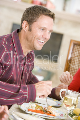 Man Enjoying Christmas Dinner