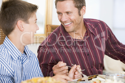 Father And Son At Christmas Dinner