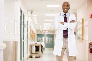 Doctor Standing In A Hospital Corridor