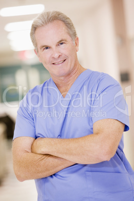 Doctor Standing In A Hospital Corridor